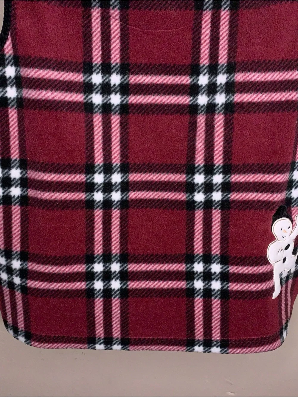 Medium Christopher And Banks Christmas Holiday Fleece Vest Plaid Snowman Plaid